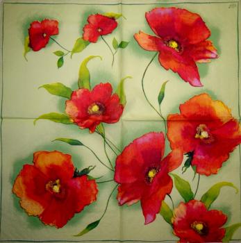 039 Anemones, Poppy - 3-ply (blue/red) - Ihr